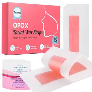 lot 666 image: OPOX 40PCS Facial Wax Strips for Hair Removal, Facial Hair Removal for Women, Waxing Kit for Womens Face, Bikini, Chest, Body, Arms, Legs, Back  40ct Waxing Strips & 4 calming Oil Wipes - Retail $10