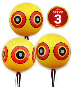 lot 669 image: De-Bird Bird Scare Balloons - Inflatable Reflective Bird Deterrent Balloons - Pool & Boat Duck Deterrent Devices - Garden & Yard Goose Repellent Devices - Pack of 3, Neon, Plastic, Garden Style - Retail $15