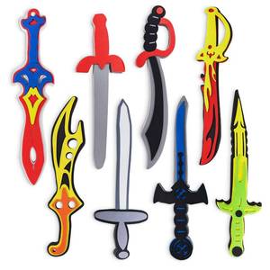 lot 675 image: Super Z Outlet Assorted Foam Toy Swords for Children with Different Designs Including Ninja, Pirate, Warrior, and Viking (8 Pack) - Retail $20