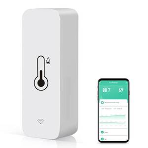 lot 680 image: WiFi Temperature Humidity Sensor Indoor Thermometer Hygrometer with App Alert, Free Data Storage Export, Smart Temperature Humidity Monitor for Home Pet Greenhouse, Compatible with Alexa (1-Pack) - Retail $12