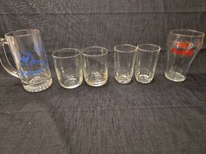 lot 3731 image: Mixed Glassware Collection with Branded Beer Mug and Coca Cola Glass