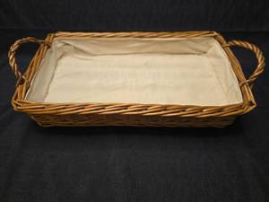 lot 3732 image: Wicker Basket with Fabric Liner and Handles