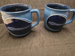 lot 5072 image: Harley Davidson Blue Ceramic Coffee Mugs Set of 2