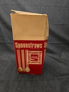 lot 5078 image: Coca-Cola Spoonstraws Box with 200 Red Striped Straws