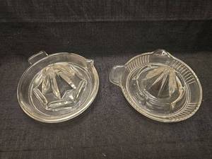 lot 5083 image: Set of Two Clear Glass Citrus Juicers