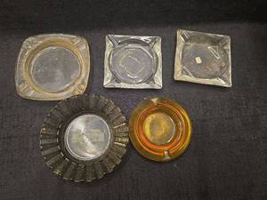 lot 5087 image: Glass Ashtray Collection Set of 5 Pieces