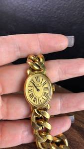 lot 40614 image: Old England Gold Tone Chain Link Bracelet Watch with Roman Numerals
