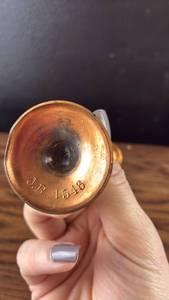 lot 40647 image: Small Brass candle holder with J.B. 1546 Marking