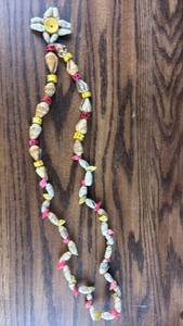 lot 40681 image: Handcrafted Shell and Bead Necklace with Floral Pendant
