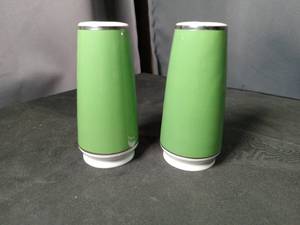 lot 40875 image: Mid-Century Modern Green Salt and Pepper Shakers Set