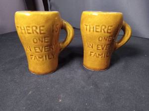 lot 40918 image: Yellow Ceramic Coffee Mugs with Family Text