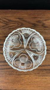 lot 40709 image: Cut Glass Divided Serving Dish with Pinwheel Pattern