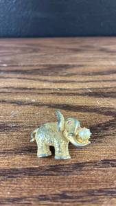 lot 40717 image: Gold Tone Elephant Brooch with Pearl and Red Stone Accents