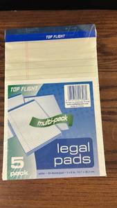 lot 40732 image: Top Flight Legal Pads 5-Pack Multi-Pack