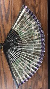 lot 40733 image: Japanese Folding Hand Fan with Floral Design