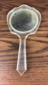 lot 40739 image: Clear Glass Hand Mirror with Handle