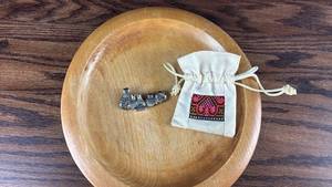 lot 40742 image: Native American Sterling Silver Miniature Pottery Set with Embroidered Pouch