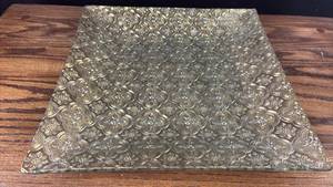 lot 40747 image: Pressed Glass Serving Tray with Quatrefoil Pattern