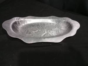 lot 40774 image: Pressed Glass Oval Serving Bowl with Grape Pattern
