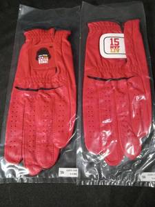 lot 40784 image: Red Golf Gloves with Drive Time Logo Size ML