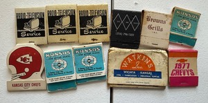 lot 21 image: Vintage KsWichita Advertising including Chiefs Matchbooks