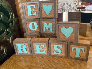 lot 41 image: Farmhouse Style Wooden Letter Blocks  Create Your Own Words