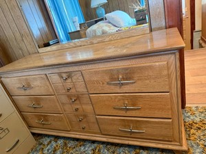 lot 63 image: Vintage 9 Drawer Dresser w Mirror