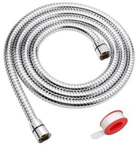 lot 57259 image: Shower Hose, 79 Inches Extra Long Stainless Steel Handheld Shower Head Hose with Brass Insert and Nut - Durable and Flexible(Chrome) tape not included  - Retail $15