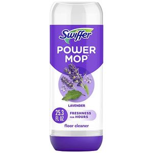 lot 57261 image: Swiffer Power Mop Refill Solution  Tile  Vinyl  Laminate  Wood  Floor Cleaner  Lavender  25.3 fl oz - Retail $5