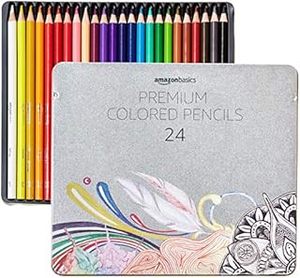 lot 57265 image: Amazon Basics Premium Colored Pencils, Soft Core, 24 Count (Pack of 1) (B07D93R5HV) - Retail $17
