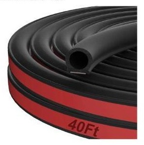 lot 57296 image: 40 Ft Rubber Weather Stripping Door Seal, D Shaped Automotive Weather Stripping, Car Door Seal Strip, Self Adhesive Soundproofing Weatherstripping for Doors Windows Car Truck Auto RV - Retail $8