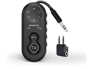 lot 57346 image: Airplane Bluetooth 5.4 Transmitter Receiver, 2-in-1 Airplane Bluetooth Adapter with Low Latency, Support 2 Headphones, Wireless Audio Transmitter Adapter for Flight TravelTVCarGym - Retail $9
