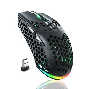 lot 57348 image: SM600 Honeycomb Shell Gaming Mouse Wireless, Tri-Modes BT2.4G WirelessType-C Wired Gamer Mouse with 2 Side Buttons, Macro Programmable and RGB Light for PCMacLaptop, Black - Retail $35