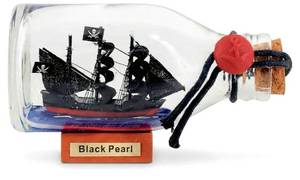 lot 57353 image: 5inch Black Pearl Caribbean Pirate Ship in a Bottle Glass Ornament Table top Nautical Home Decoration for Son (Black Pearl 5) - Retail $15