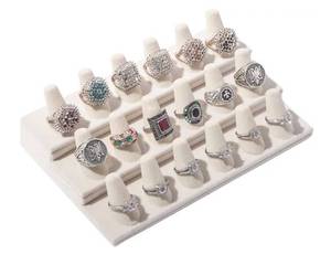 lot 57376 image: Ring Holder Organizer Display Stand (White Velvet) - Retail $16