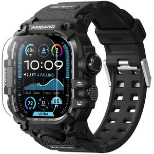 lot 57381 image: Rugged Case with Band for Apple Watch Ultra 321 49mm, M3 Military Grade Shockproof Cover, Includes Screen Protector Kit, Tactical Band for Men - Compatible with iWatch Ultra, Matte Black - Retail $36