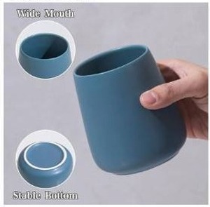 lot 57405 image: Ceramic Toothbrush Holder Cup for Bathroom (Dark blue) - Retail $8