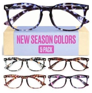 lot 57412 image: 3.0 Clear Vision Reading Glasses for Women 5-Pack Blue Light Filtering Readers with Spring Hinges - Retail $15
