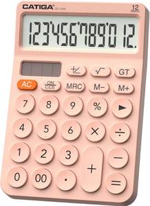 lot 57413 image: 12 Digit Desktop Calculator Basic Desk Calculator with Large LCD Display, Big Buttons, 4 Function, Solar and Battery Dual Power, for Office, School, Home, SD-1292 Pink - Retail $9