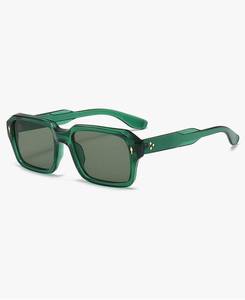 lot 57415 image: Vintage Square Sunglasses for Men Women Trendy Chunky Rectangle Frame Rivet Design Black Shades UV Protection - Retail $15