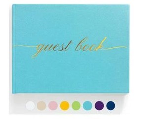 lot 57421 image: Elegant Wedding Guest Book - Perfect for Wedding Receptions, Baby Showers, Birthdays and Special Events - Polaroid Guest Book with 110 Lined Pages for Sign-In and Photos -Hardcover (Ocean Blue) - Retail $15