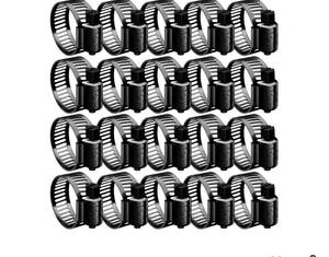 lot 57424 image: 20pcs Black Hose Clamp,12-34(13-19mm)304 Hose Clamps Stainless Steel Adjustable Worm Gear Hose Clamps Assortment Kit,radiator hose clamps fuel line clamps - Retail $8