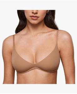 lot 57427 image: Womens Inbarely Plus Plunge Bra - Unlined Underwire Sexy Demi Balconette Bras (brown) - Retail $15