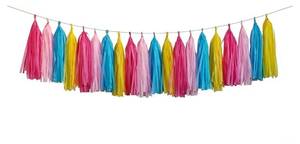 lot 57445 image: Tassel Garland Tissue Paper Tassel Banner,Table Decor,DIY Kits for Various Party, Tassels Party Decoration,Pack of 20(Hot Pink,Pink,Blue,Yellow - Retail $8