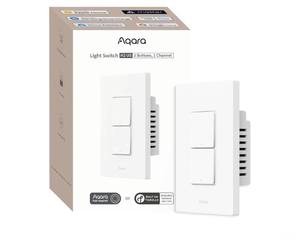 lot 57451 image: Aqara Smart Light Switch H2 (2-in-1 Neutral, 2 Buttons, 1 Channel), ThreadZigbee Protocol, Wall Switch for Smart Home, Supports Apple Home, Google, Alexa, Matter Over Thread - Retail $25