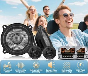 lot 57497 image: 5.25 Component Speakers Carbon Fiber Car Audio System  300W Max Power  4 Ohm Impedance  Includes Mid-Bass Speakers, Silk Dome Tweeters & Crossovers  Professional Stereo Sound �� - Retail $70