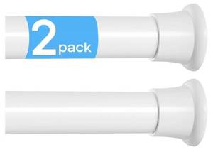 lot 57507 image: 2 Pack Spring Tension Curtain Rods 31-76 Inch White Shower Curtain Rod No Drilling Adjustable Spring Loaded Curtain Rods 78 Diameter Shower Rods  - Retail $30