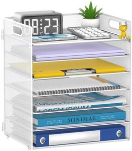 lot 57511 image: 7 Tier Paper Organizer - Mesh Desktop File Holder with Handles for Office School Desk - Retail $23
