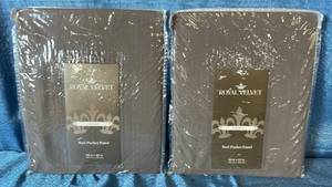 lot 2006 image: Royal Velvet Lantana Rod Pocket Panel 50x63 Qty 2 Panels Color Smokey Gray.