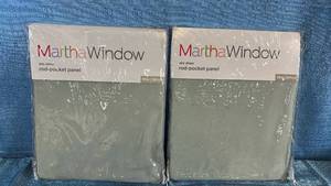 lot 2031 image: Martha Window Airy Sheer Rod Pocket Panel 50x95 Qty 2 Panels Color Restoration Green.